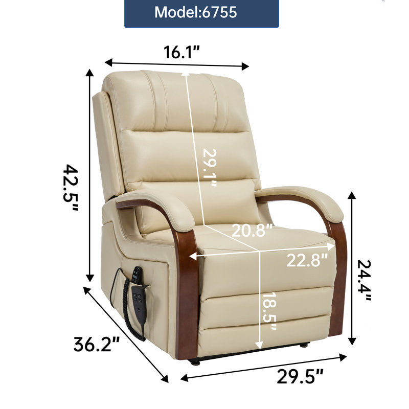 Fauteuil inclinable électrique Power Leatheraire, Beige