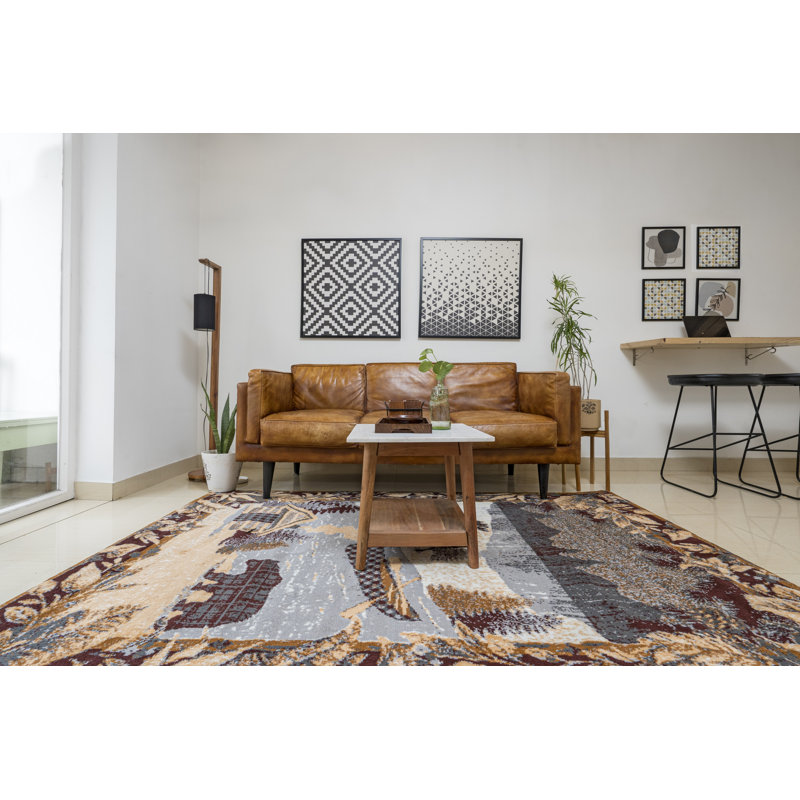 Brun/beige Tapis décoratif, Rectangle 3 pi 6 po x 5 pi 6 po