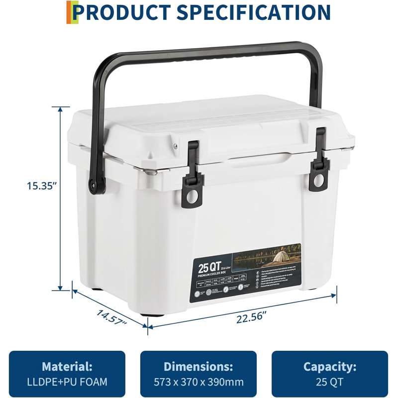 Dakota Fields 25L Handheld Cooler in White