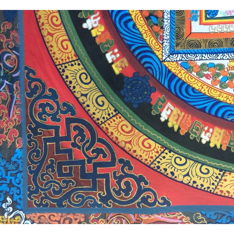 Kalachakra Mandala Thangka (Thangka sans brocart) | Or 24 carats sur toile