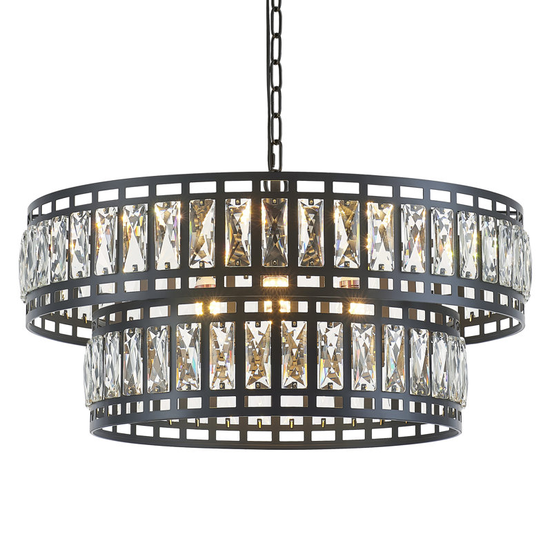 Lustre moderne en cristal, 8 lumières, H 10 po x l 23,6 po x P 23,6 po
