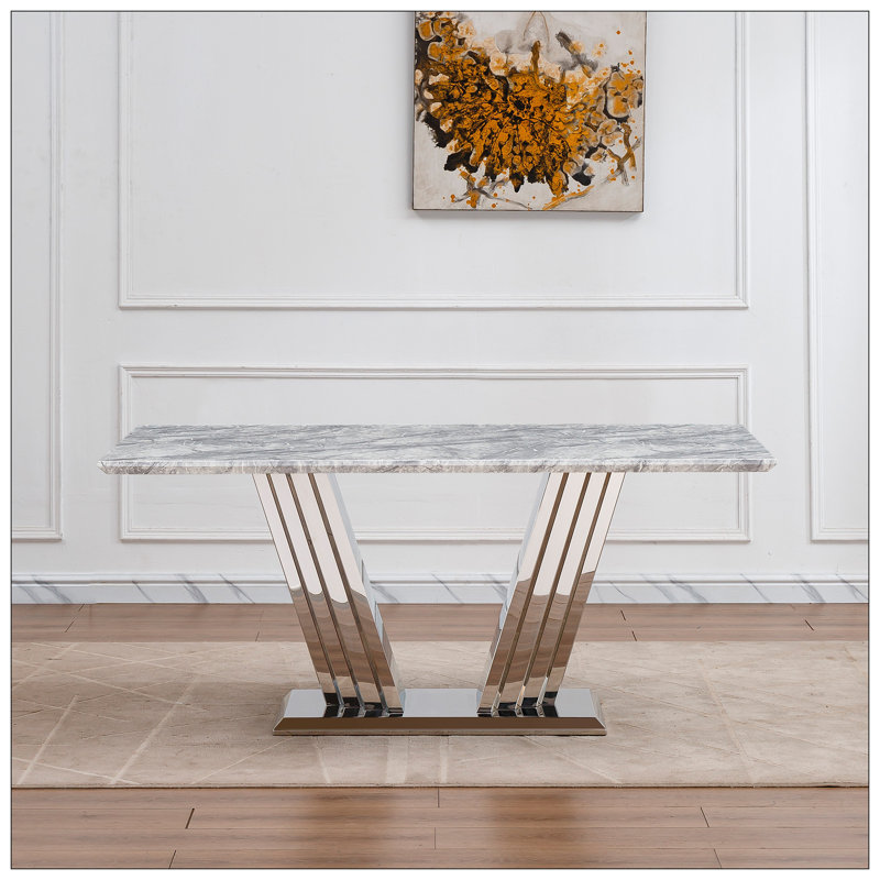 Table de salle à manger pour la cuisine, Argent argent, Gris