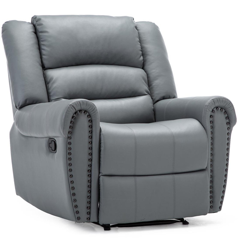 Kade Bonded Leather Manual Recliner, Grey