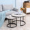 Round Nesting Tables, 2 . Grey Stacking Coffee Table With Metal Base. Living Room End Stable And Stylish Grey. Design Frame. Space, Base Construction