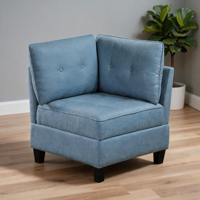 Fauteuil d'appoint modulaire capitonné moderne bleu profond avec rangement caché et structure en bois massif