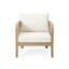 Fauteuil club d'extérieur en bois d'acacia avec tissu textilène et coussin épais imperméable pour une assise profonde, capacité de 400 lb
