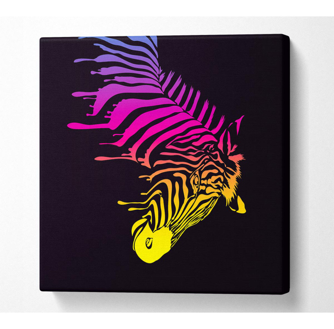 Zebra Regenbogen - Kunstdrucke auf Segeltuch