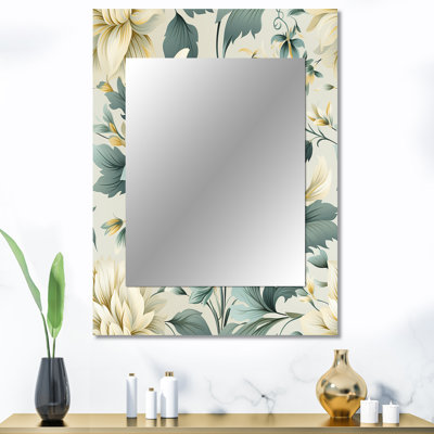 Motif victorien contemporain Shadarian motif victorien - miroir mural décoratif floral, miroir floral, art imprimé en métal