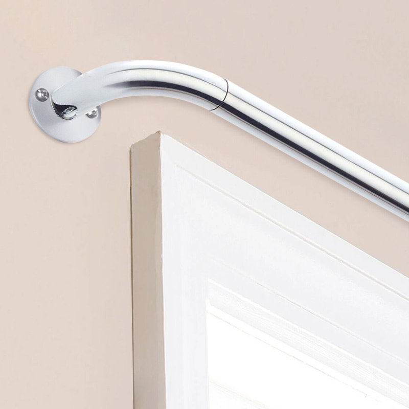Westmont Extendable Adjustable Single Blackout Curtain Pole/ Rod with Finials, Hooks, Rings, 120-210 cm , Black