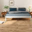 Lit plateforme en bois durable, conception rustique en bois aggloméré de pin, maison peu encombrante