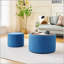 Repose-pieds avec rangement Ball & Cast, repose-pieds rembourré en lin avec plateau en bois, 22,75 po