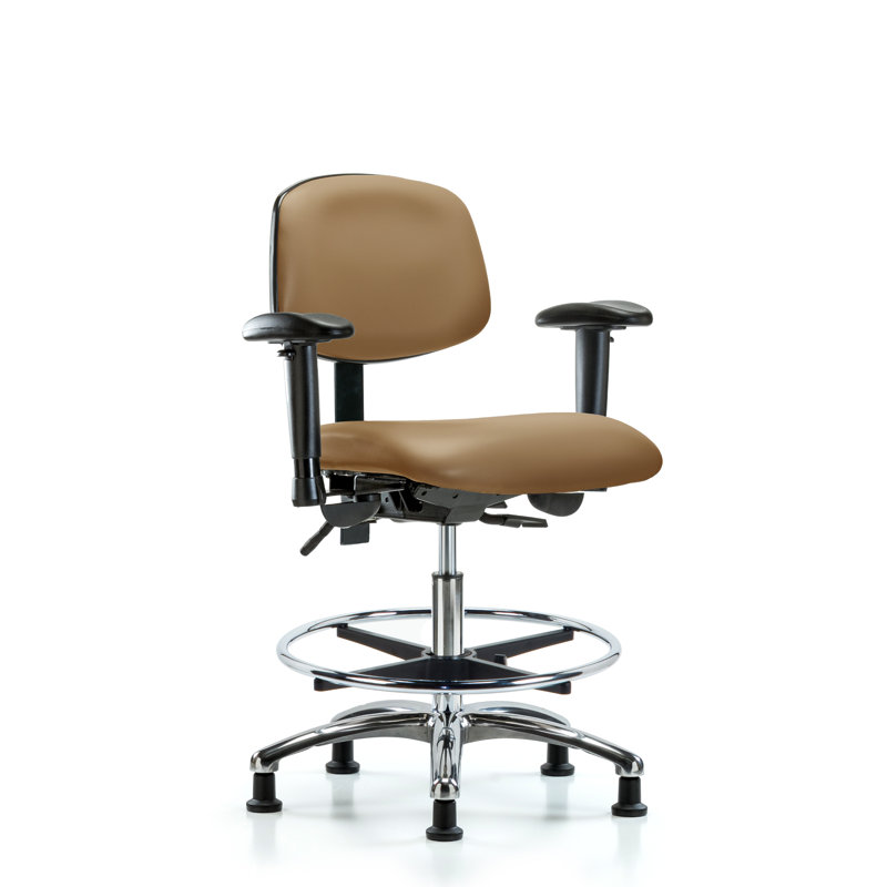Aliya Vinyl Drafting Chair, Glides, Included, Taupe