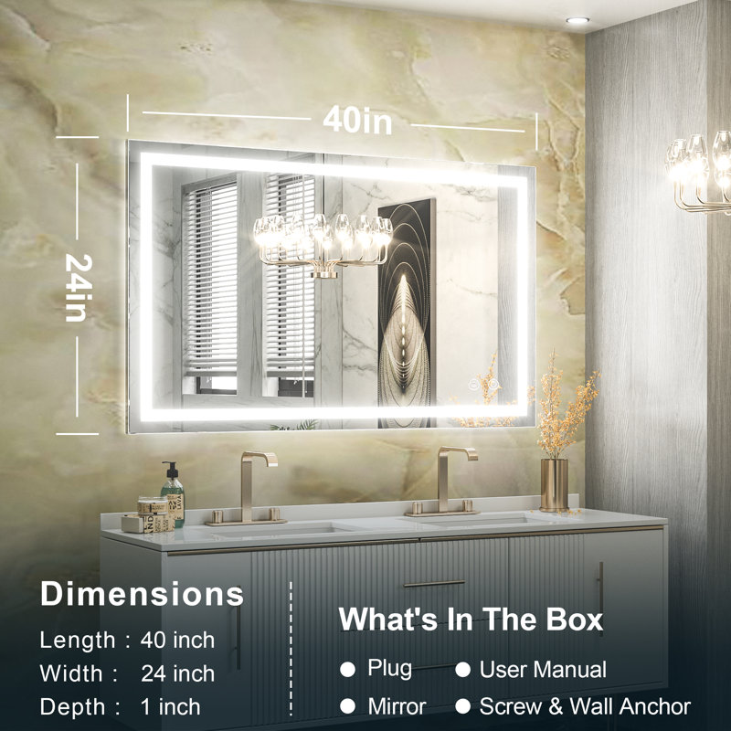 Miroir de salle de bain Martrez, 40 po x 24 po