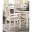 Chaises en bois à finition blanche antique pour la salle à manger, 2 pièces, revêtement en tissu texturé, style transitionnel, style