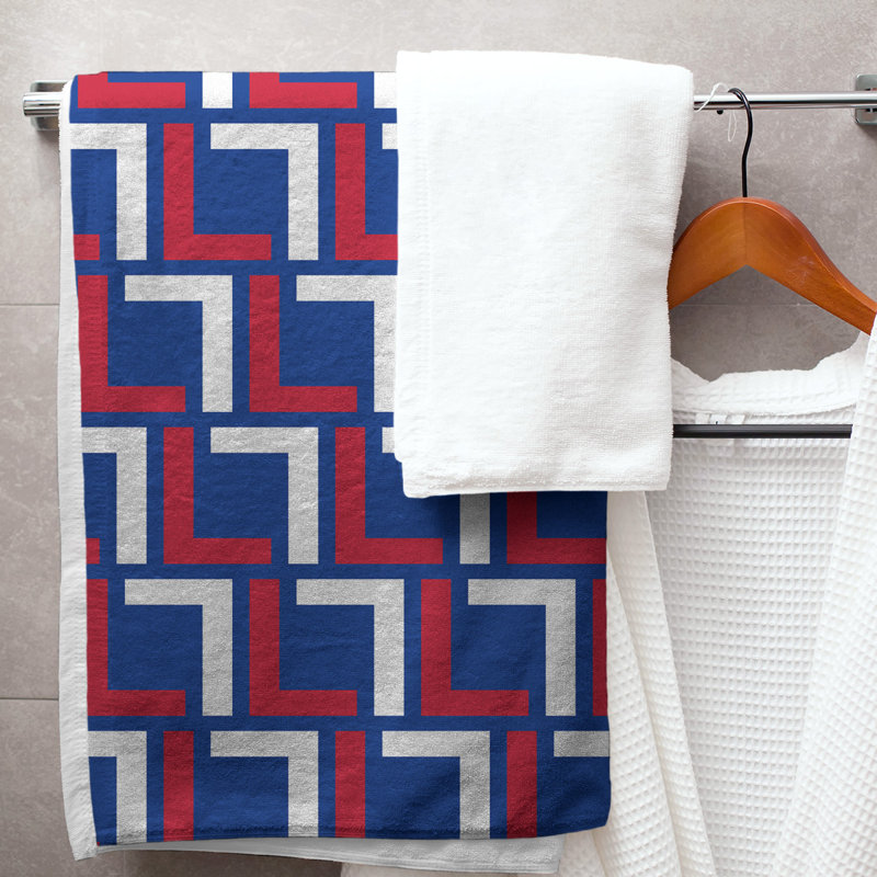Bath Towel, Blue/Red/White