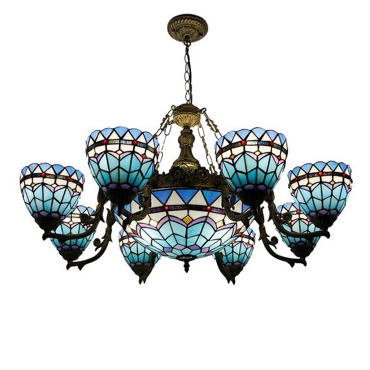 World Menagerie Vineyards 7 - Shaded Classic | with Light Chandelier Wayfair Hand Traditional Blown Glass / Accents