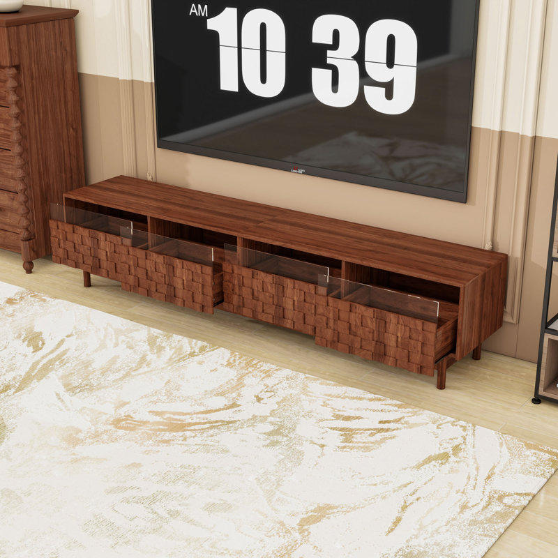 Meuble télé en bois avec lumière DEL et 4 tiroirs