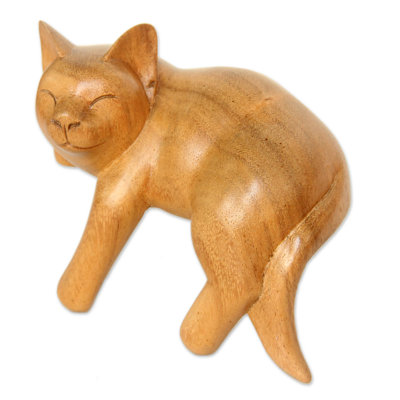 Figurine chat roux relaxant Remsen