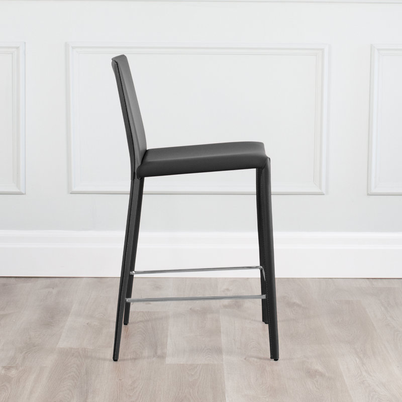 Kurland Sperazza Leather 25.5" Counter Stool, Black
