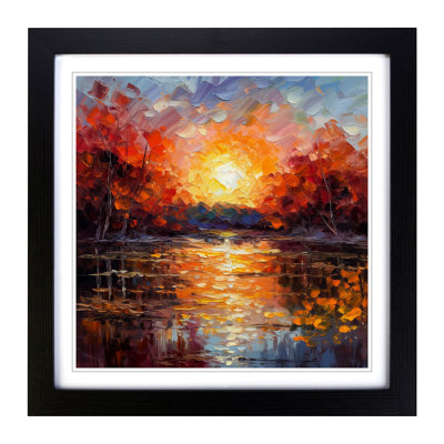 Sunset Palette Knife Painting - Framed Print