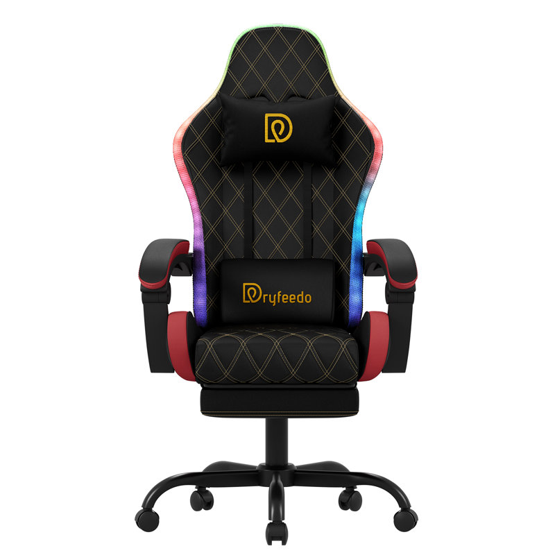 LED Gaming Chair with Footrest, Red