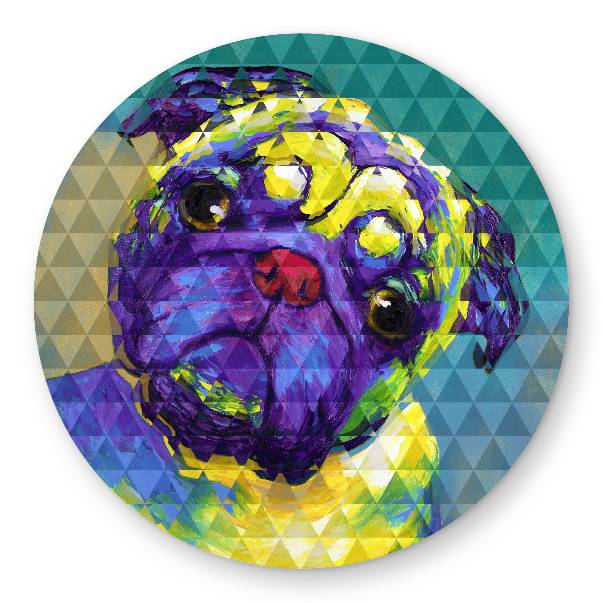 Begin Edition International Inc. Geometric Curious Pug - Green Round ...