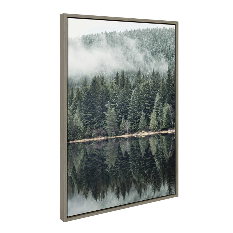 "Evergreen Reflections in Fog" par Emiko et Mark Franzen, ensemble de 2 toiles encadrées, gris