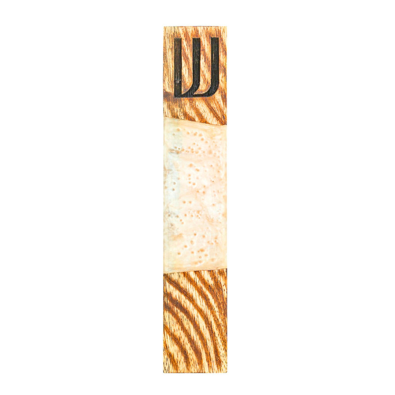 Resin Mezuzah, White/Beige