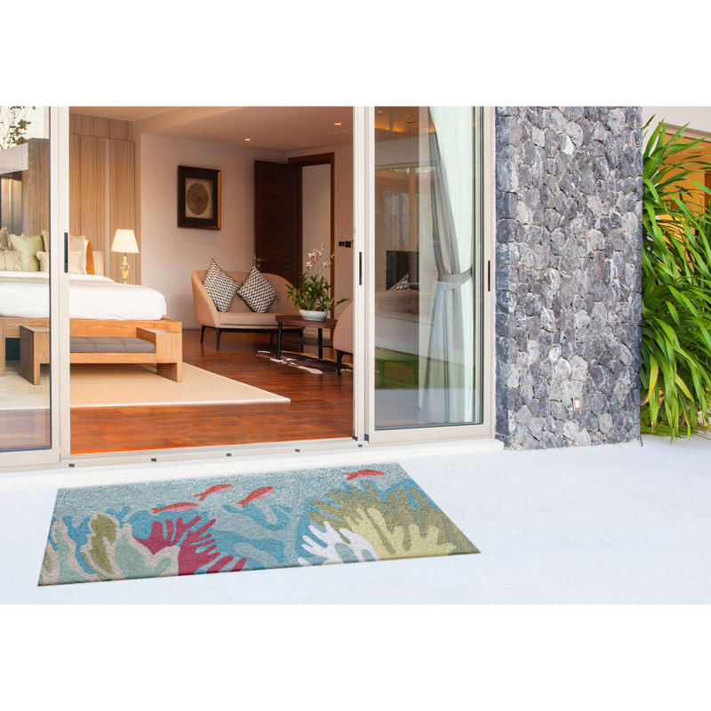 Hemsworth Performance Hand Tufted Abstract Indoor / Outdoor Rug, Rectangle 2' x 5'