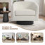 Fauteuil demi-tonneau pivotant en velours ivoire avec base en bois massif Everett Applewold-110869180