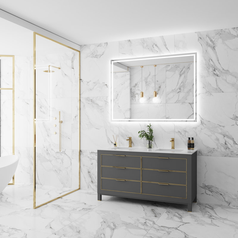 Ensemble de meuble-lavabo double 60 po Awa, Bleu royal