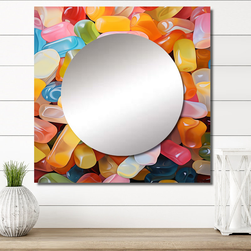 Miroir carré pour salle de bain Baela - Popart Candies Dessert III Desserts, 29 po x 29 po