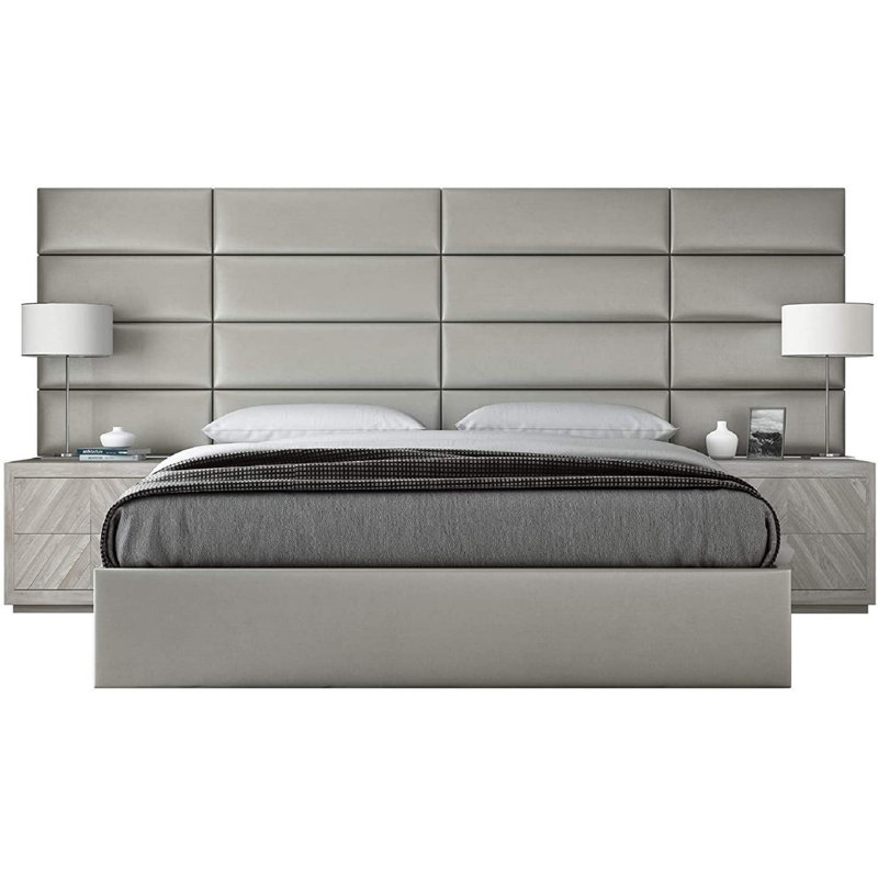 Garen Upholstered Headboard, Super King (6'), Metallic Champagne