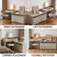 Modern Extendable Makeup Vanity Table with Led Light,Storage Organizer Modern Cream Vanity Desk for Bedroom
