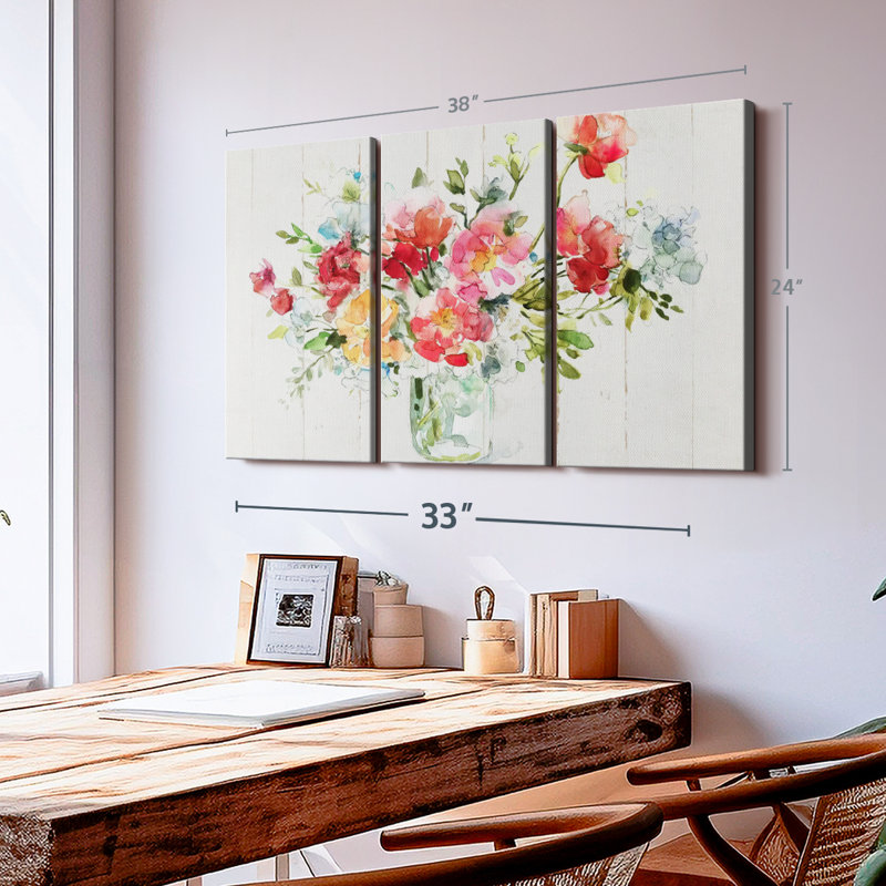 «My Summer Garden I», 3 pièces sur toile, H 24 po x l 38 po x P 1,25 po