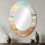 Golden And Blue Beach Tranquillity II - Beige Coastal Oval Wall Mirror-119078195
