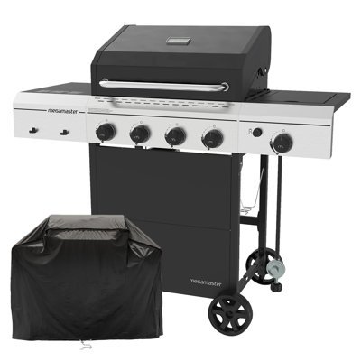 Megamaster 4-Burner Propane Gas Grill with Side Burner & Grill Cover