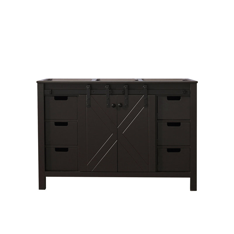 Marsyas 48" Brown Freestanding Vanity Cabinet with Barn Doors