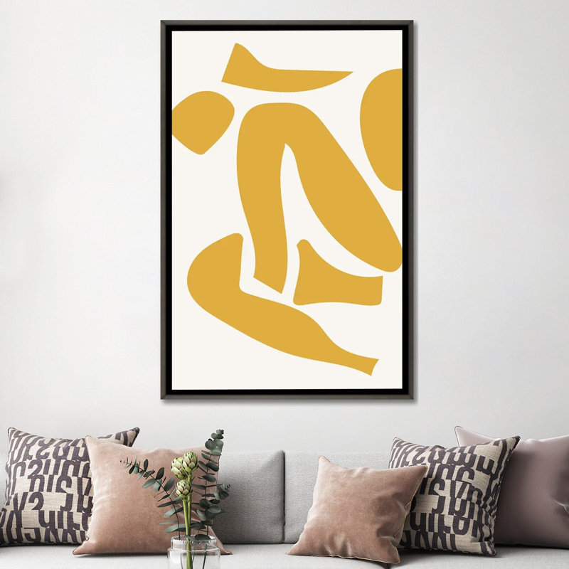 « Déconstruit jaune » par Mambo art studio-impression, H 60 po x l 40po x P 1,5 po, Toile avec cadre gris, Pas de tapis