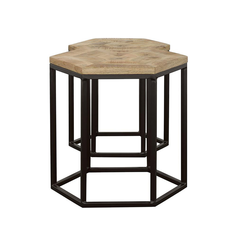 Natural And Black 2-Piece Nesting Table