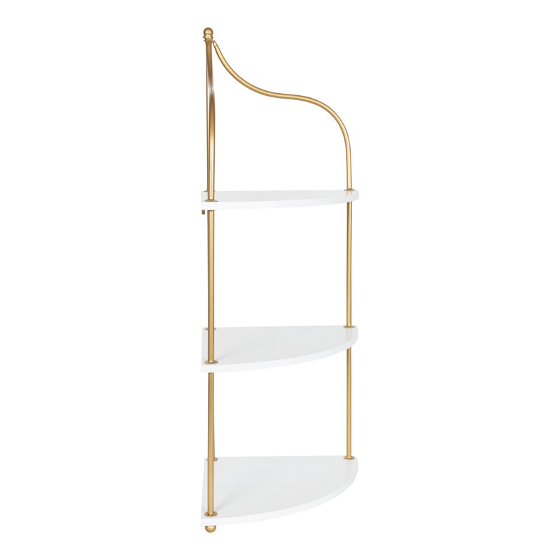 Zeppelin Corner Shelf, White/Gold