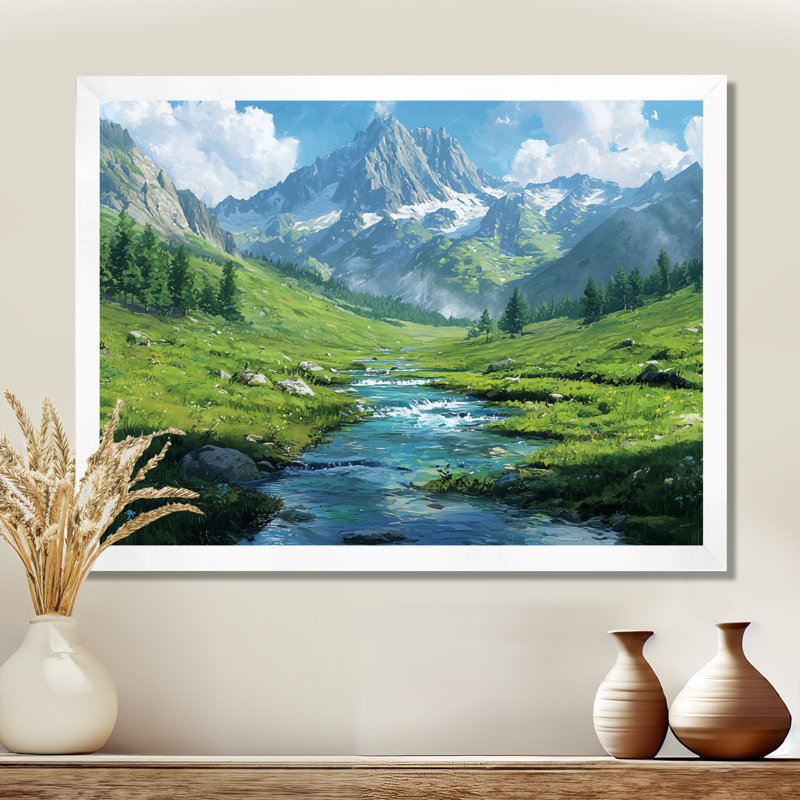 «Ghanem Mountain River In The Valley Of Usa II», reproduction sur toile, H 16 po x l 32 po, Reproduction encadrée, Blanc
