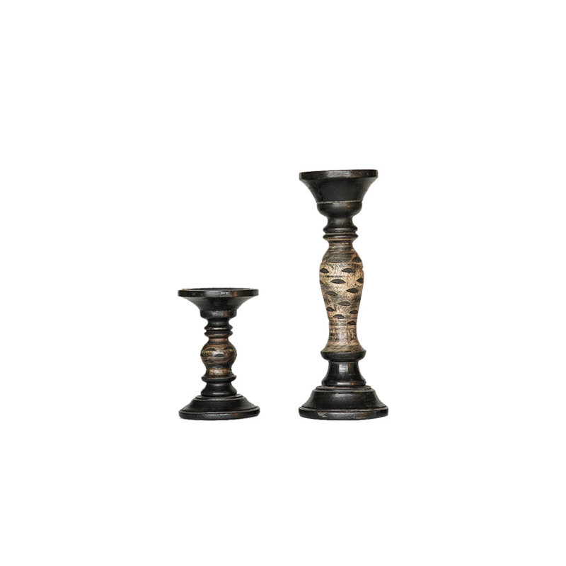Chandelle de table en bois 2 pièces