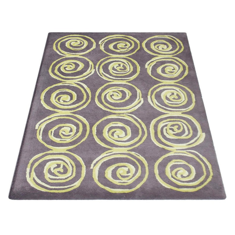 Tapis écologiques en laine touffetés à la main - Rectangle, brun clair, design moderne contemporain, tapis antidérapants faits à la main épais pour le salon, la chambre à coucher