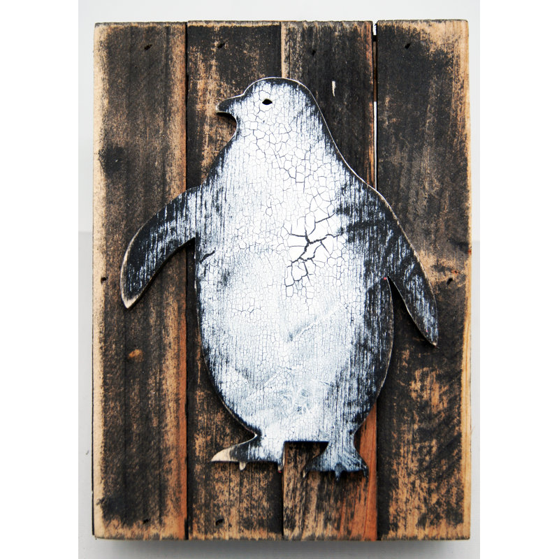 Décoration murale "penguine art on board", H 18 po x l 12 po x P 1,5 po