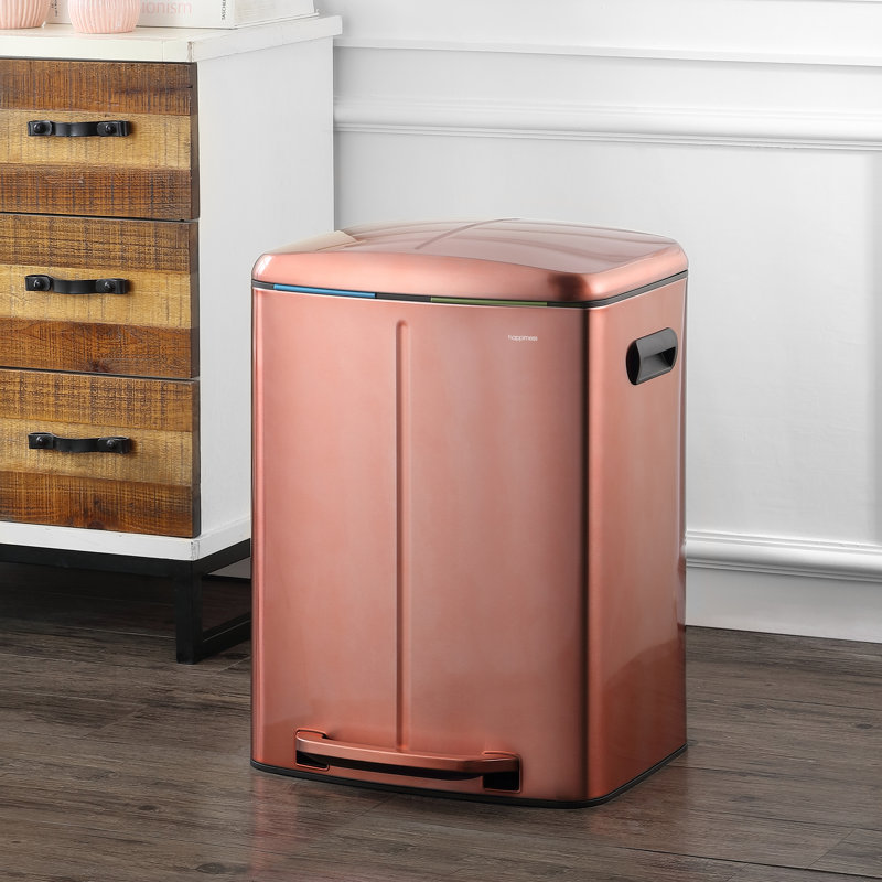 Step On Multi-Compartment Trash/Recycling Bins - 10.6 Gallons, Rose Gold