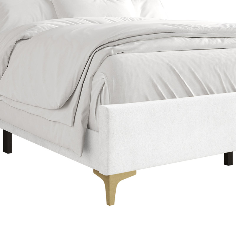 Lit tapissier standard Jerell, Blanc, Grand