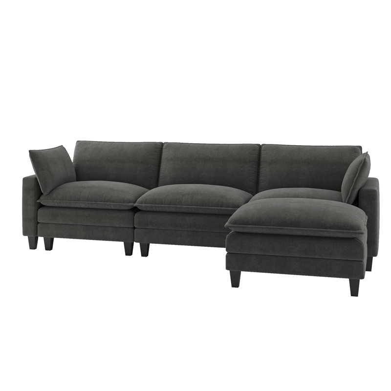 Canapé modulaire de 151,5 po de largeur, Polyester gris