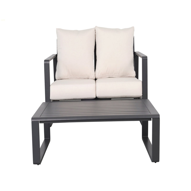 Canapé double + table basse rectangulaire, coussins brun clair YB15052 (Tino Tino)