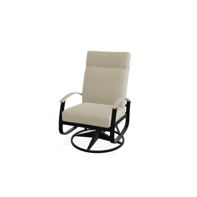 Chaise de patio pivotante avec coussins Askar, Husky, Désert P60, Noir texturé